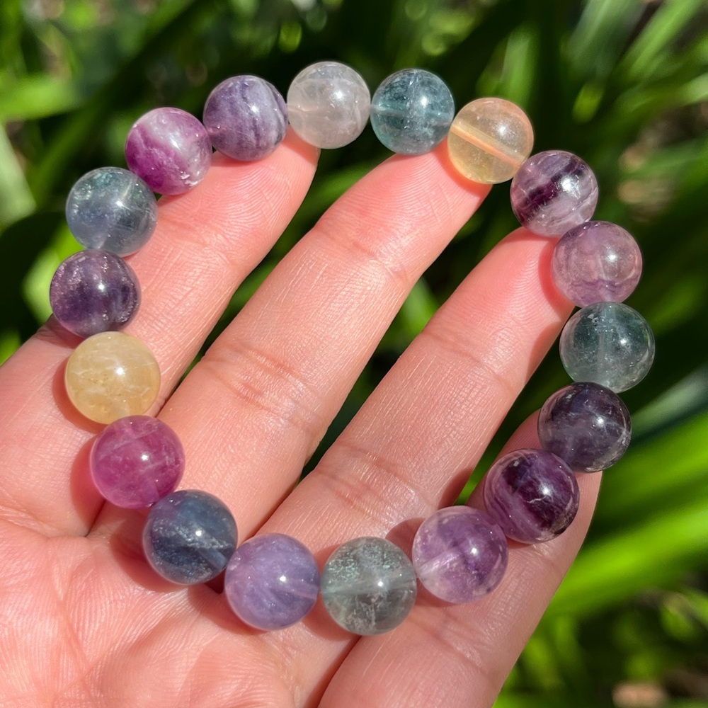 11mm stretchable rainbow‎ Fluorite bracelet